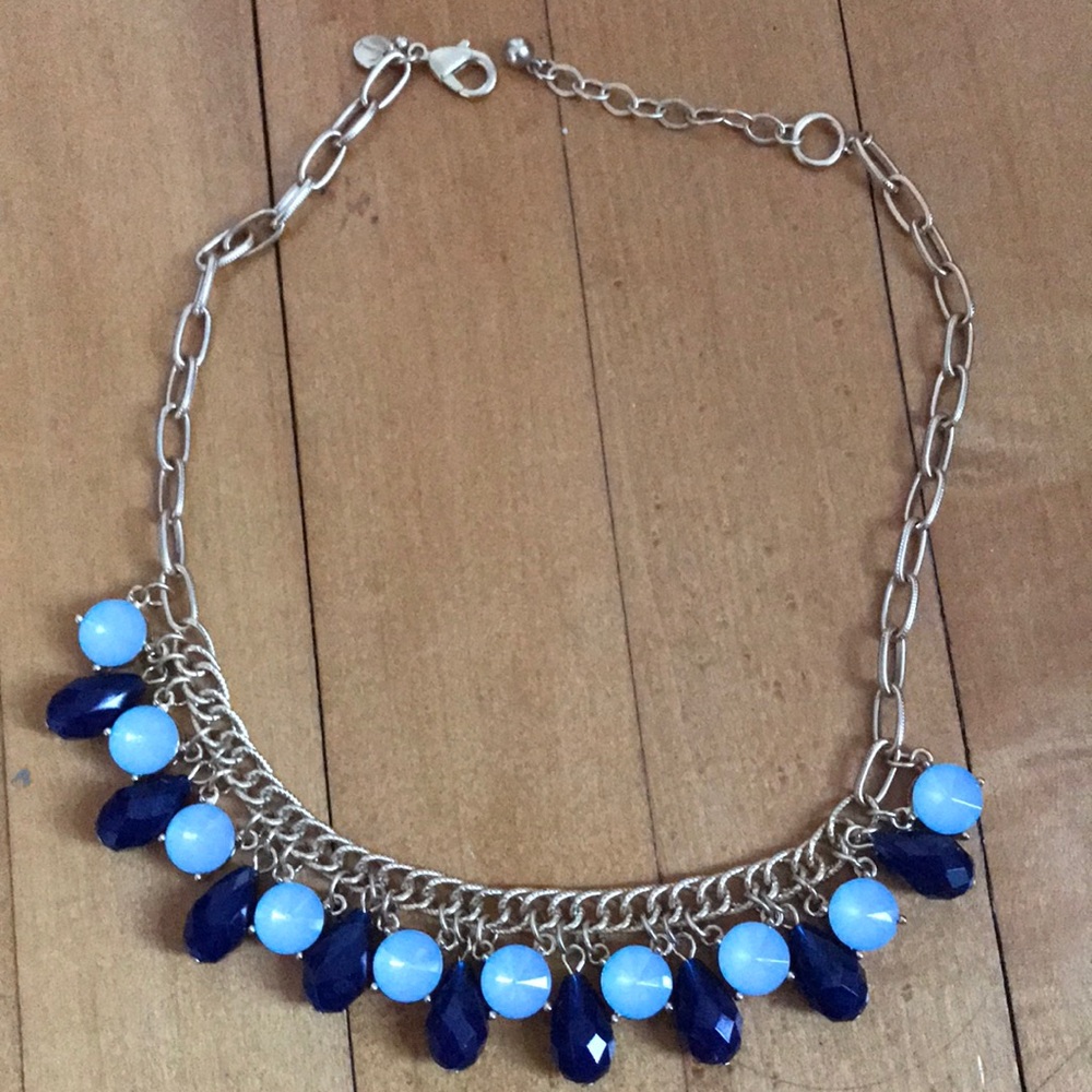 Talbots Blue and Gold Statement Necklace